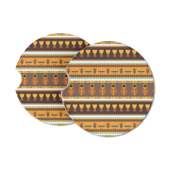 Custom African Masks Sandstone Car Coasters - Set of 2