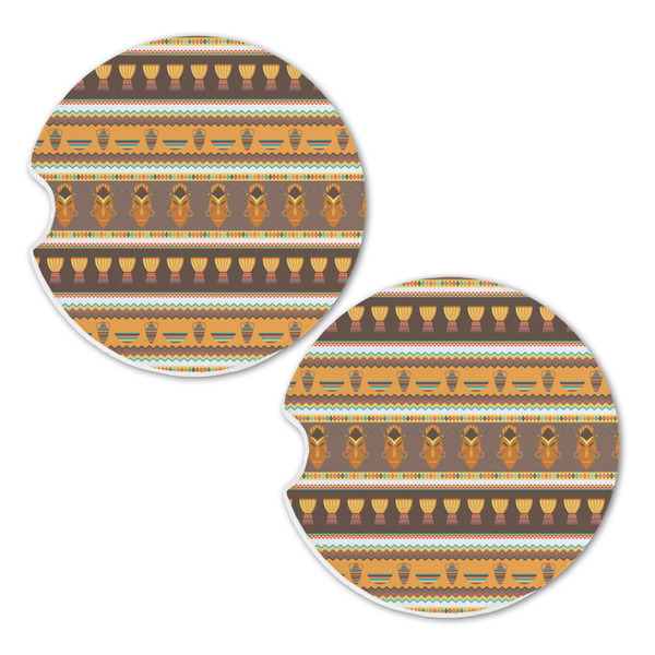 African Masks Sandstone Car Coasters - Set of 2