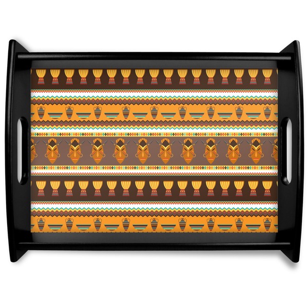 Custom African Masks Black Wooden Tray - Large