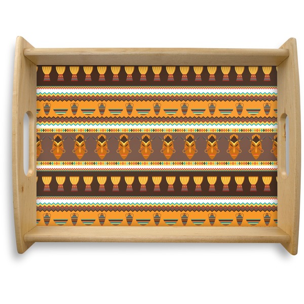 Custom African Masks Natural Wooden Tray - Large