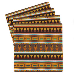 African Masks Absorbent Stone Coasters - Set of 4