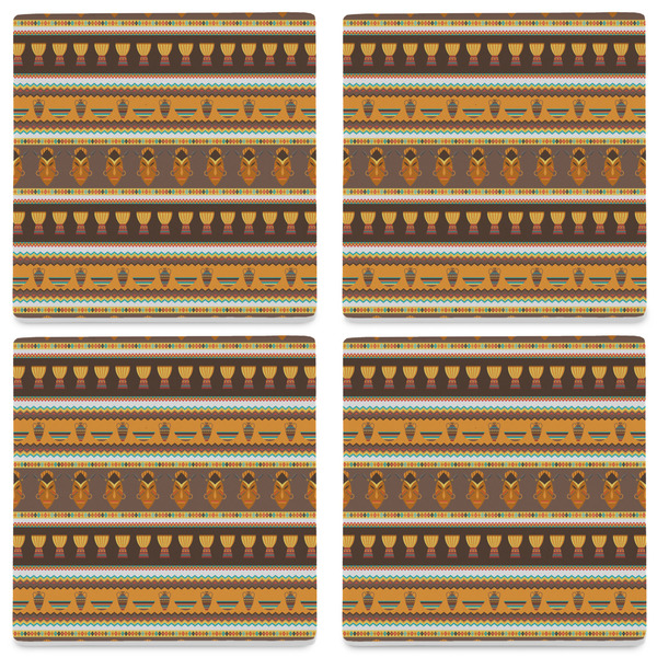 African Masks Set of 4 Sandstone Coasters - See All 4 View