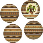 African Masks Set of 4 Glass Lunch / Dinner Plate 10"