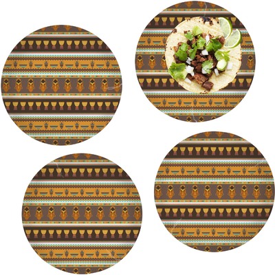 African Masks Set of 4 Glass Lunch / Dinner Plate 10"