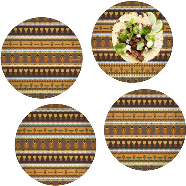 Custom African Masks Set of 4 Glass Lunch / Dinner Plate 10"