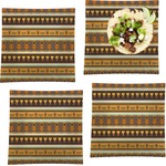 African Masks Set of 4 Glass Square Lunch / Dinner Plate 9.5"