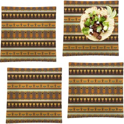 African Masks Set of 4 Glass Square Lunch / Dinner Plate 9.5"