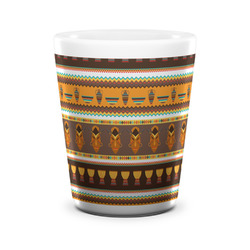 African Masks Ceramic Shot Glass - 1.5 oz - White - Set of 4