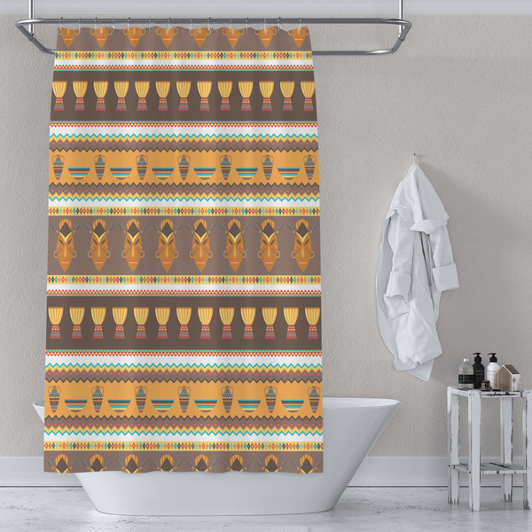 African Masks Shower Curtain Lifestyle