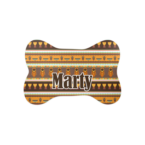 Custom African Masks Bone Shaped Dog Food Mat (Small)