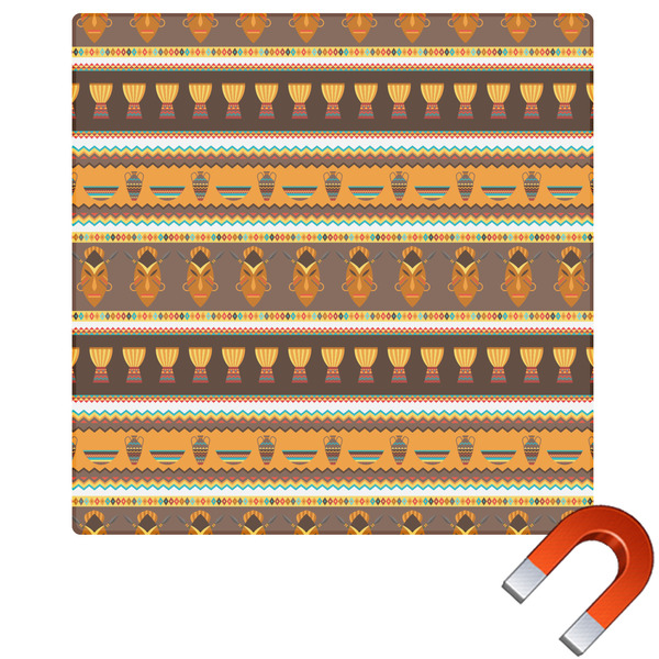 Custom African Masks Square Car Magnet - 6"