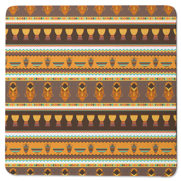 African Masks Square Coaster Rubber Back - Single
