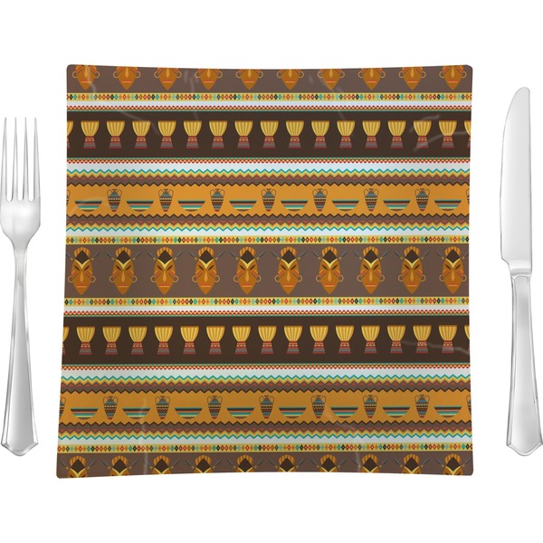Custom African Masks Glass Square Lunch / Dinner Plate 9.5"
