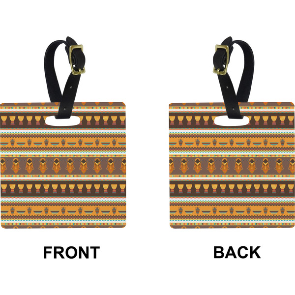 African Masks Square Luggage Tag (Front + Back)