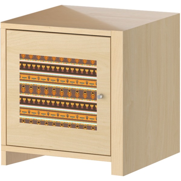 African Masks Square Wall Decal on Wooden Cabinet