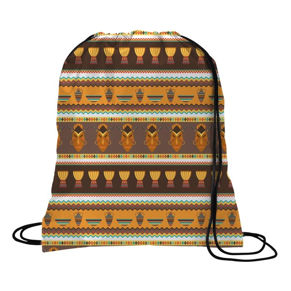 Custom African Masks Drawstring Backpack - Medium