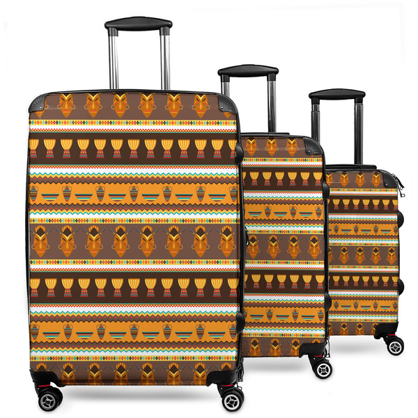 Custom African Masks 3 Piece Luggage Set - 20" Carry On, 24" Medium Checked, 28" Large Checked