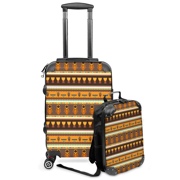 Custom African Masks Kids 2-Piece Luggage Set - Suitcase & Backpack