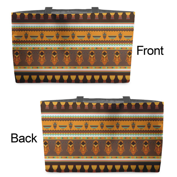 African Masks Tote w/Black Handles - Front & Back Views