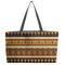 African Masks Tote w/Black Handles - Front View