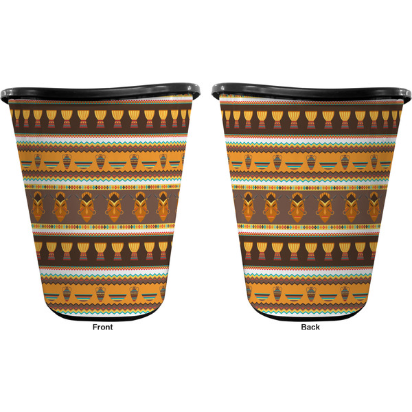 African Masks Trash Can Black - Front and Back - Apvl