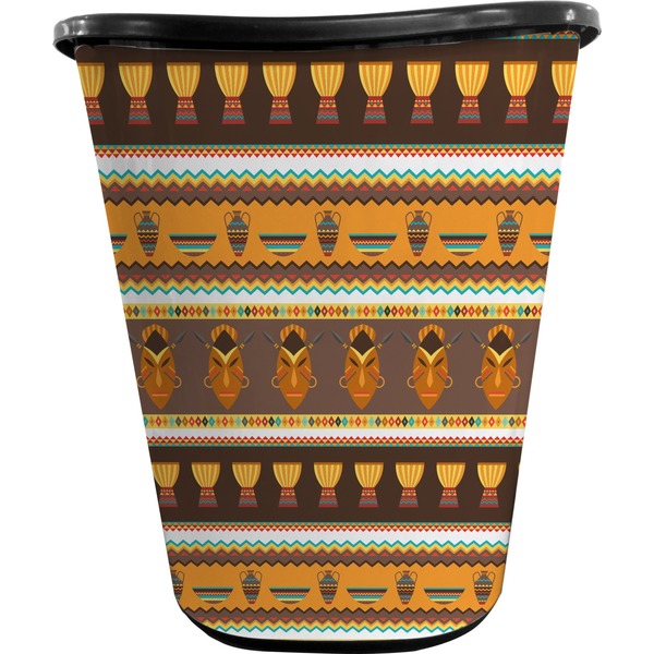 African Masks Trash Can Black