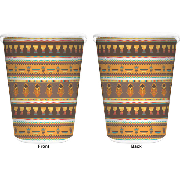 African Masks Trash Can White - Front and Back - Apvl