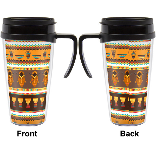 African Masks Travel Mug with Black Handle - Approval