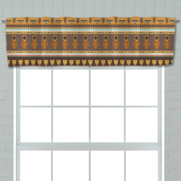 African Masks Valance - Closeup on window