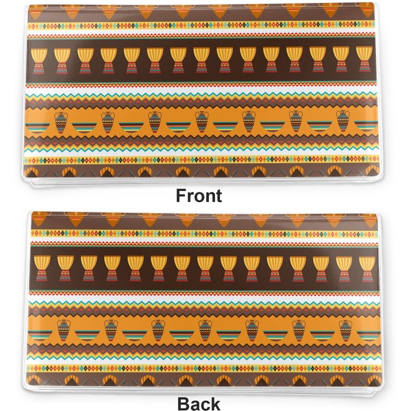African Masks Vinyl Check Book Cover - Front and Back