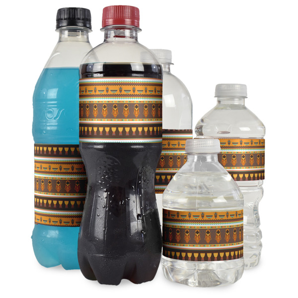 African Masks Water Bottle Label - Multiple Bottle Sizes