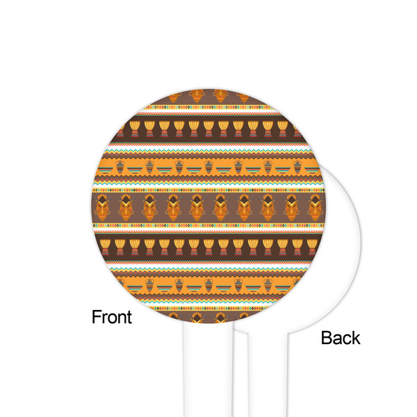 African Masks White Plastic 4" Food Pick - Round - Single Sided - Front & Back