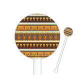 African Masks 5.5" Round Plastic Stir Sticks - White - Double Sided
