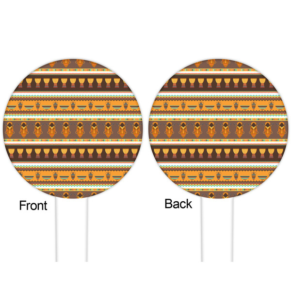 African Masks White Plastic 6" Food Pick - Round - Double Sided - Front & Back