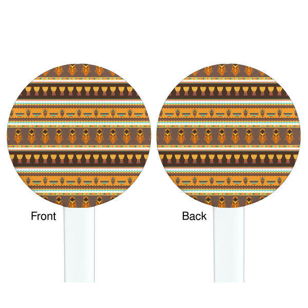 African Masks White Plastic 7" Stir Stick - Double Sided - Round - Front & Back