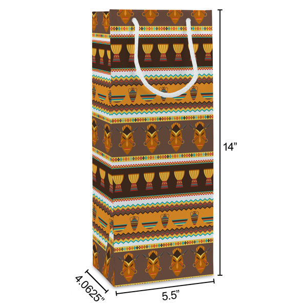 African Masks Wine Gift Bag - Dimensions