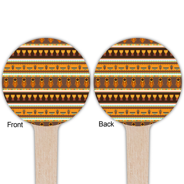 African Masks Wooden 4" Food Pick - Round - Double Sided - Front & Back