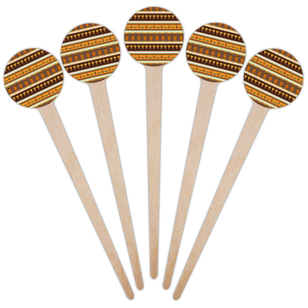 African Masks Wooden 4" Food Pick - Round - Fan View