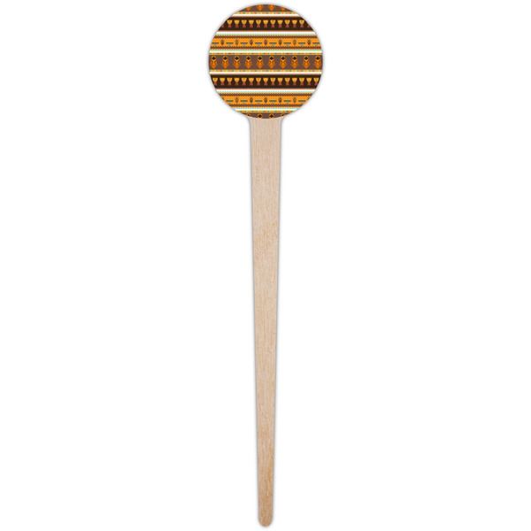 African Masks Wooden 4" Food Pick - Round - Single Pick