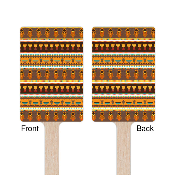 African Masks Wooden 6.25" Stir Stick - Rectangular - Double Sided - Front & Back