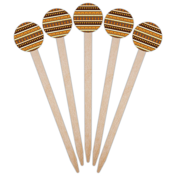 African Masks Wooden 6" Food Pick - Round - Fan View