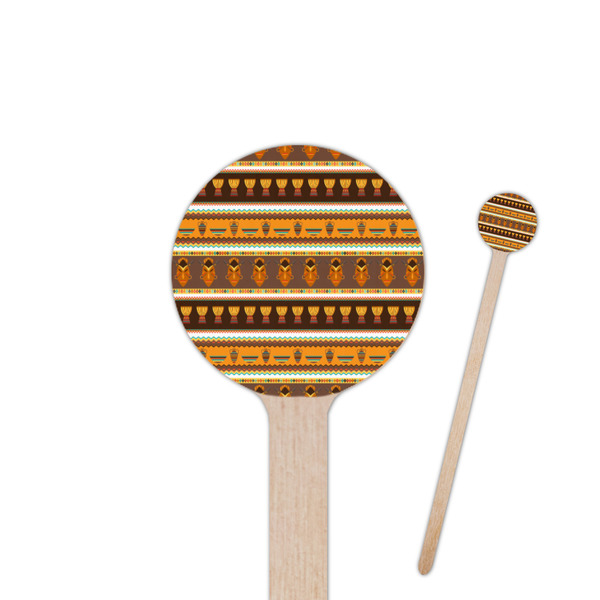 Custom African Masks 6" Round Wooden Stir Sticks - Single Sided
