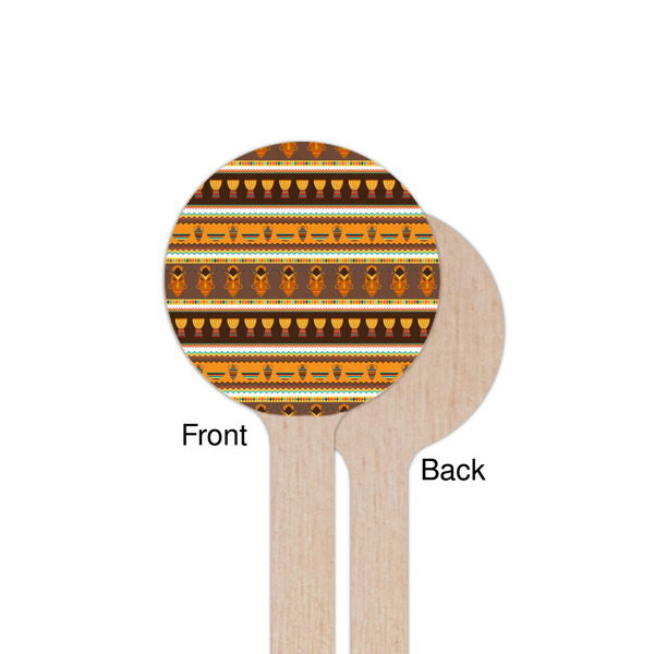 African Masks Wooden 7.5" Stir Stick - Round - Single Sided - Front & Back