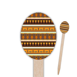 African Masks Oval Wooden Food Picks - Single Sided