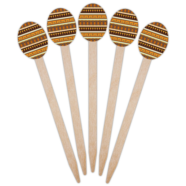 African Masks Wooden Food Pick - Oval - Fan View