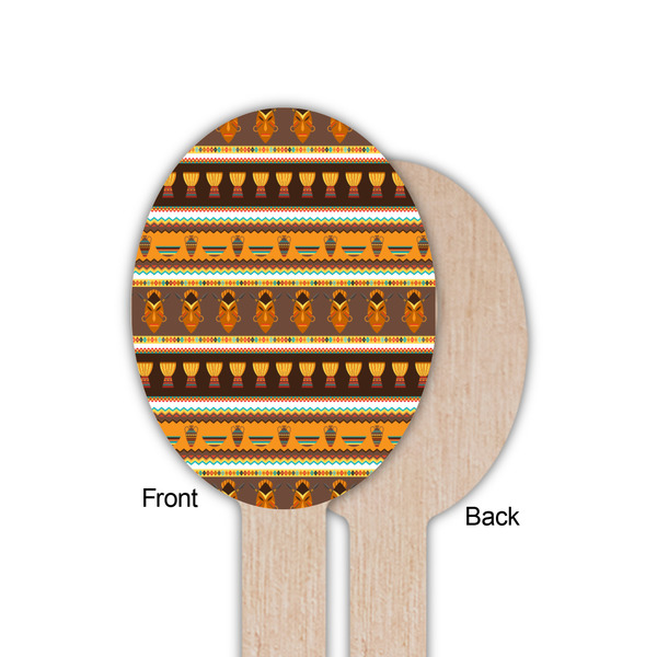 African Masks Wooden Food Pick - Oval - Single Sided - Front & Back