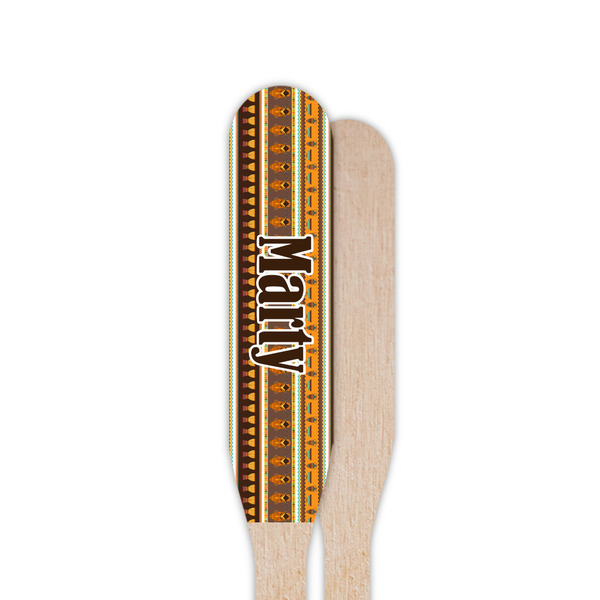 African Masks Wooden Food Pick - Paddle - Single Sided - Front & Back