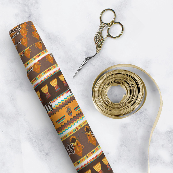 African Masks Wrapping Paper Roll - Matte - In Context