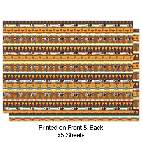 African Masks Wrapping Paper Sheet - Double Sided - Front