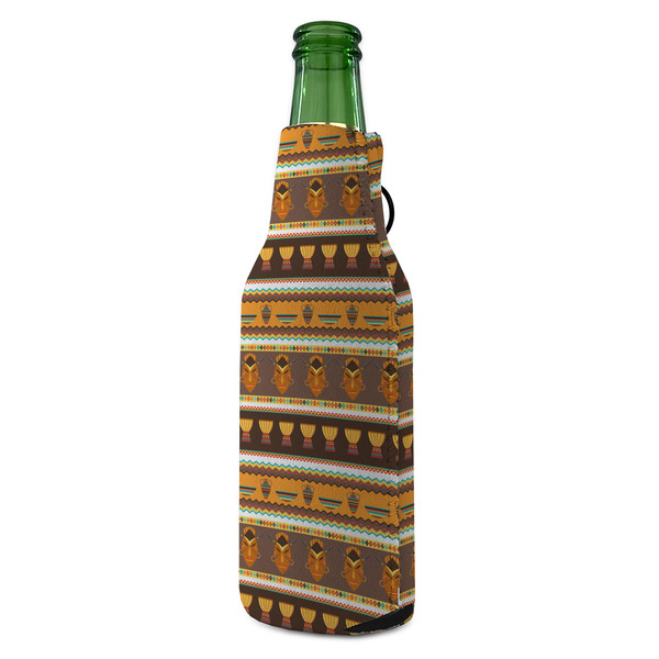 African Masks Zipper Bottle Cooler - ANGLE (bottle)